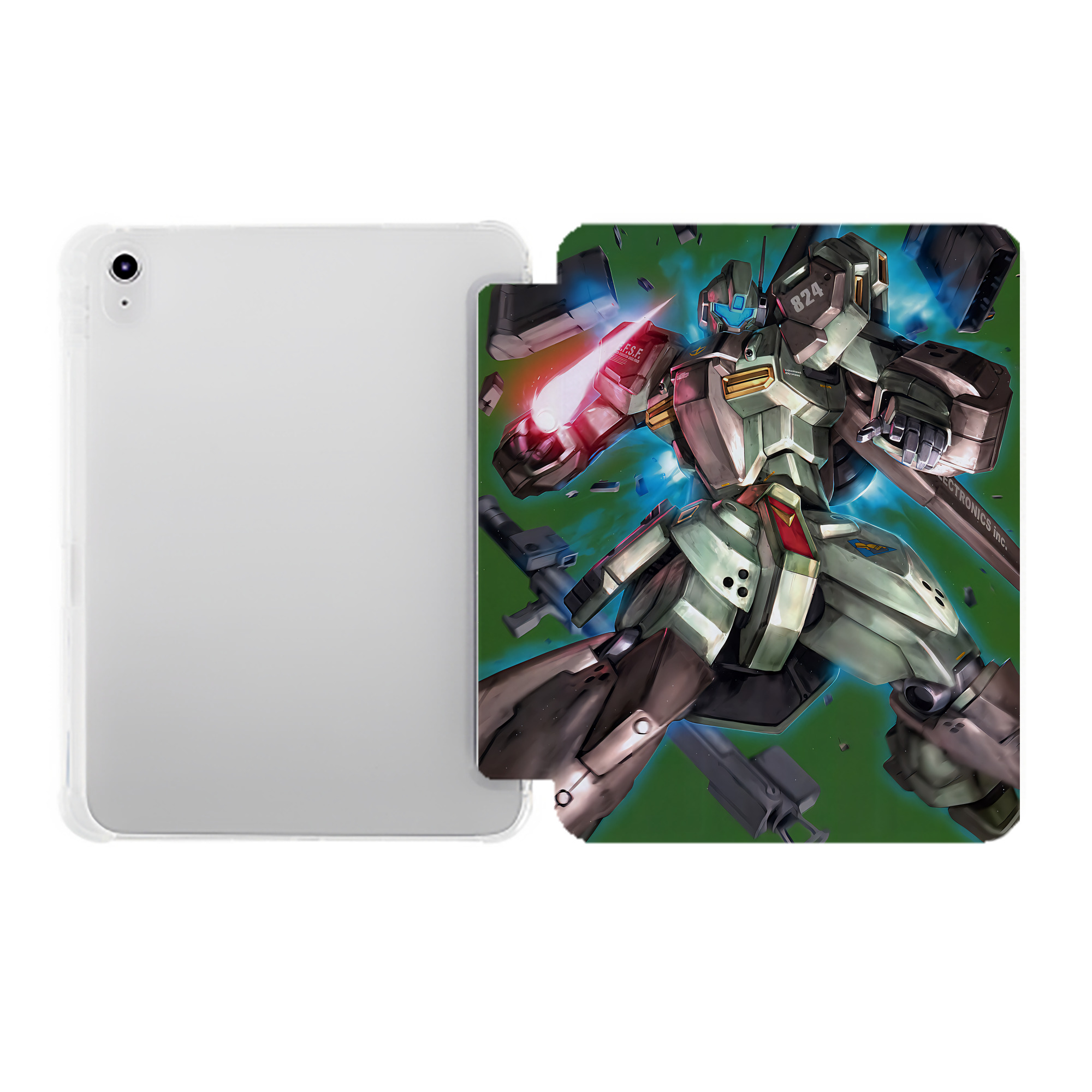 （画像用） 機動戦士ガンダム Mobile Suit Gundam IPad ケース ペン収納付き 三つ折りスタンド PUレザー×シリコン 対応機種9.5/10.5/10.9インチ